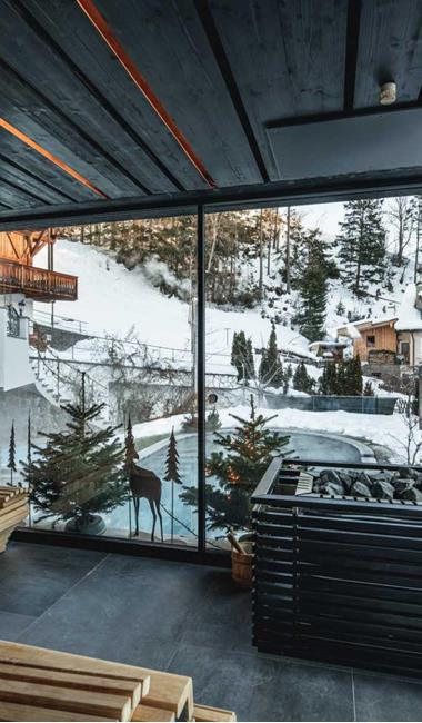 La sauna panoramica in inverno