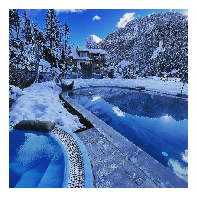 Heated pool in the luxury wellness hotel in South Tyrol
