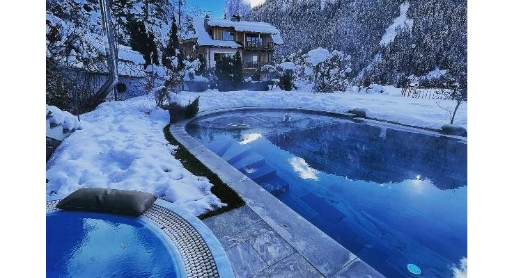 Heated pool in the luxury wellness hotel in South Tyrol